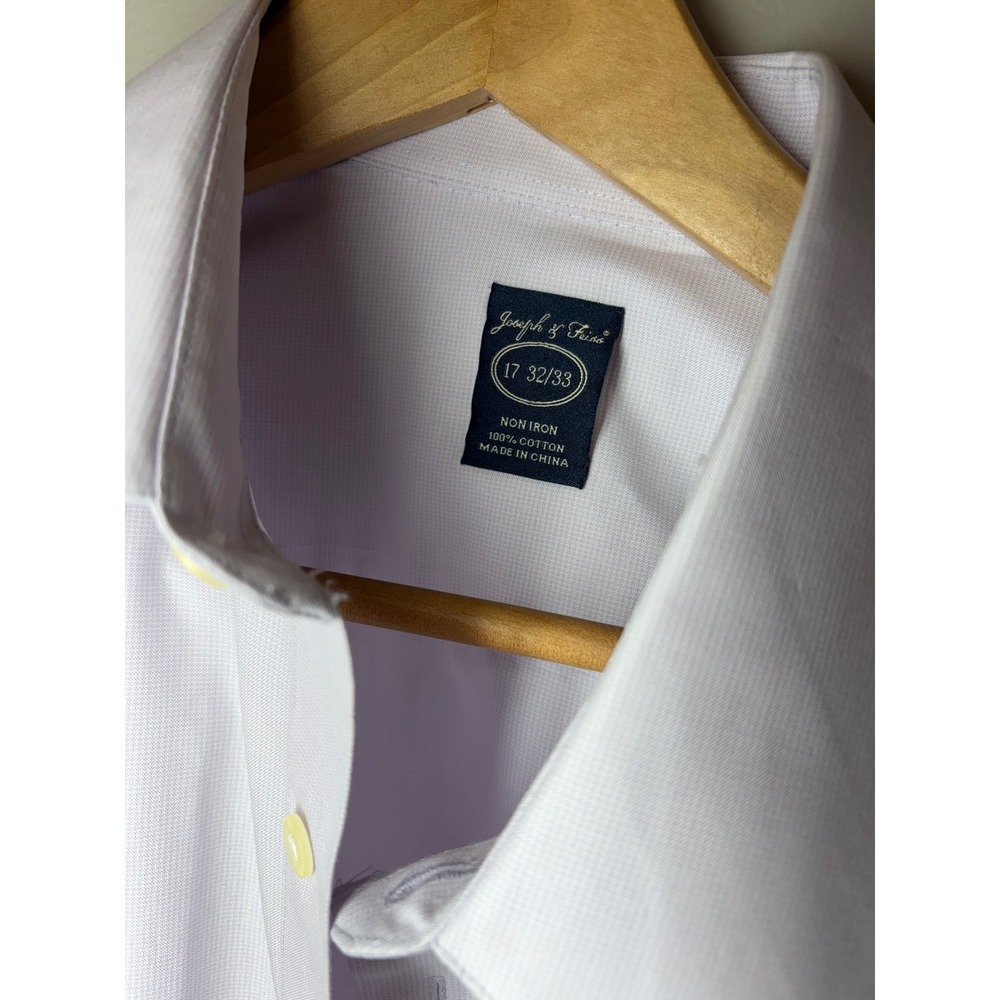 Joseph & Feiss Men Dress Shirt 17 32/33 Lavender Purple Cotton Non Iron Long Slv